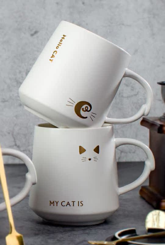 Creative trend of household ceramics mark cup with cover express spoon breakfast han edition ultimately responds a cup of coffee cup female students