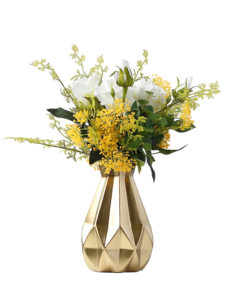 Nordic light key-2 luxury gold ceramic dry flower floret bottle home furnishing articles sitting room tea table table creative flower arrangement