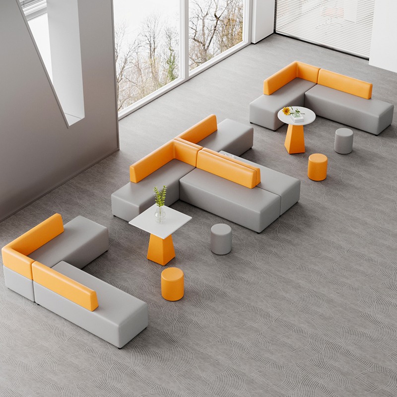 Office Creative Sofa Coffee Table Combination Set Leather Simple Training Institution Business Special-Shaped Reception Room Rest Area