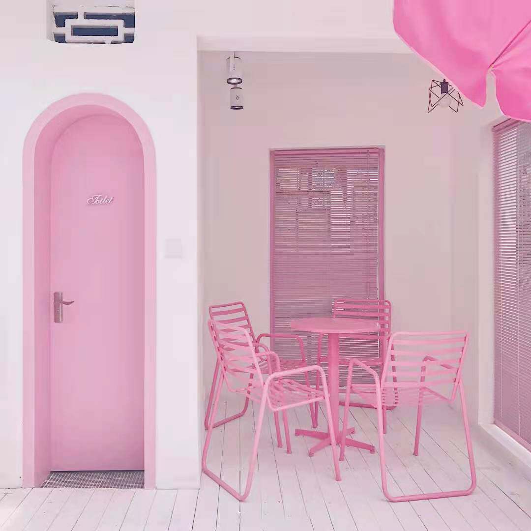 Nordic golden wrought iron leisure table and chair indoor dining chair balcony table and chair pink cafe outdoor park table and chair - Taobao