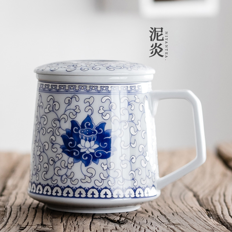 Enamel color ceramic tea cup water cup with lid filter water separation office tea set personal cup scented tea filter tea cup