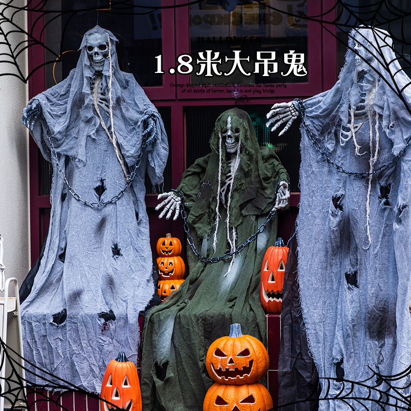 Halloween Realistic Hanging Ghost Skeleton Horror Costume Props Decoration Haunted House Escape Room Scene Setup
