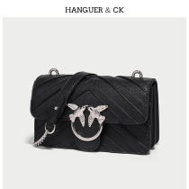 HANGUER & CK Black Swallow bag small square bag women 2021 new limited foreign air tremble shoulder bag