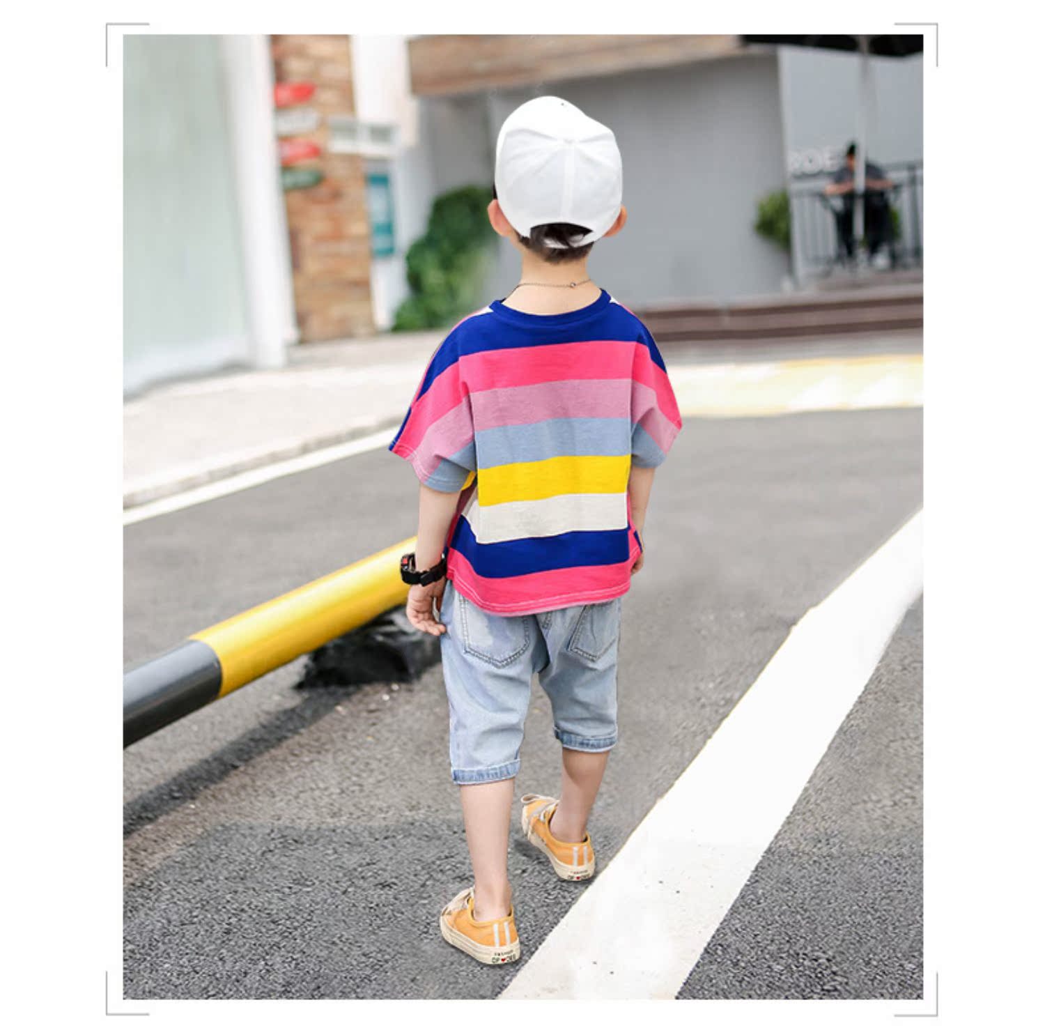 Quần áo bé trai mùa hè 2019 mới 3 trẻ lớn 4 trẻ 5 quần áo thủy triều 6 tay ngắn 7 hai bộ 8 tuổi - Phù hợp với trẻ em bộ nỉ bông cho bé