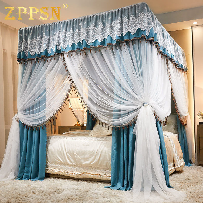 Italy ZPPSN mosquito net household princess wind bed curtain with bracket fully enclosed strong shading floor bed curtain