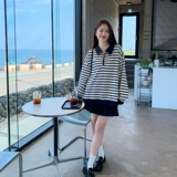 Ретро осенний свитшот для отдыха, в американском стиле, воротник поло, большой размер