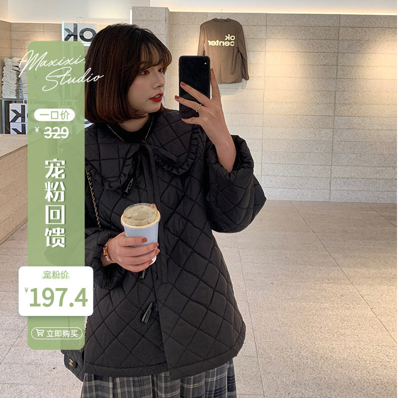 (Five fans give back 40% off snap purchase, non-quality problems will not be refunded or exchanged) Doll collar Lingge cotton clothes women keep warm