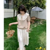 马西西 Кукла для отдыха, дизайнерская футболка с коротким рукавом, кукольный воротник, свободный крой, тренд сезона