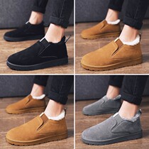 Winter snow boots Mens short boots Korean version trendy boots Mens casual plus suede bread cotton shoes Low-help lovers cotton boots