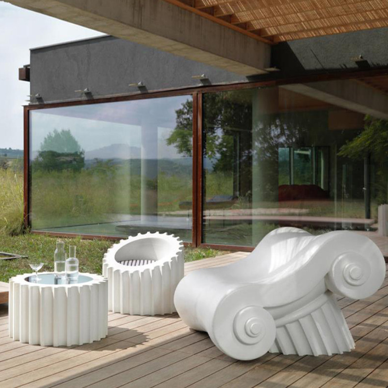 Nordic light luxury Roman column sofa coffee table combination creative gear-shaped outdoor leisure supporting tables and chairs stool customization