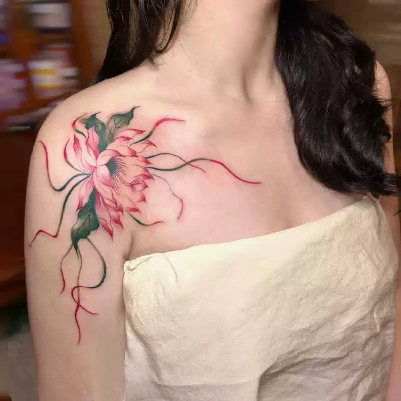 Lotus Colorful Tattoo Stickers Are Waterproof and Long-Lasting, with a National Style That Covers Scars