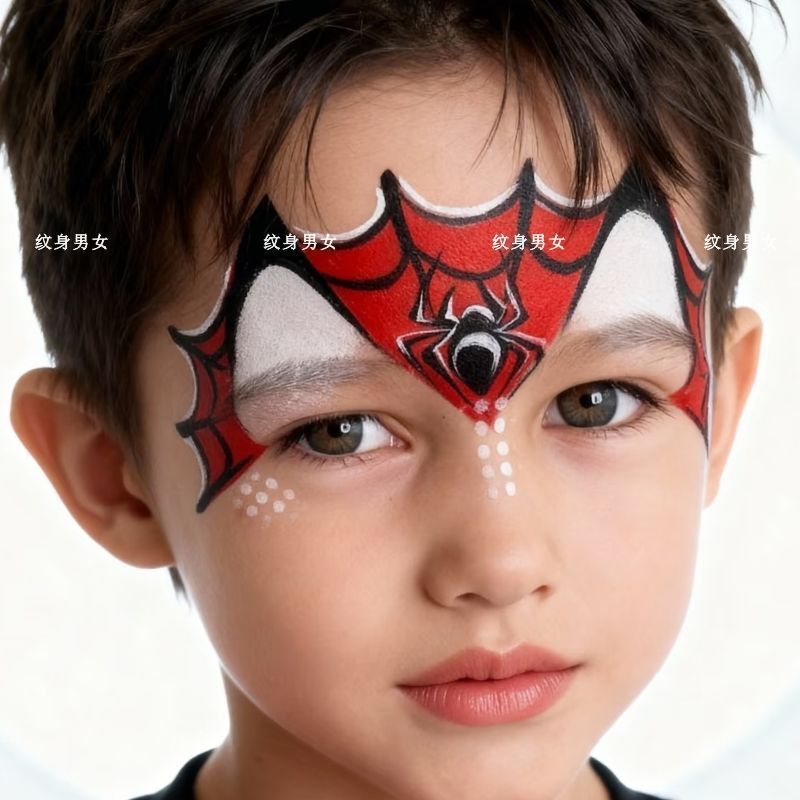 Children's Stage Performance Face Tattoo Stickers Spider-Man Superman Dinosaur Fox Cartoon Waterproof Forehead Painting Stickers