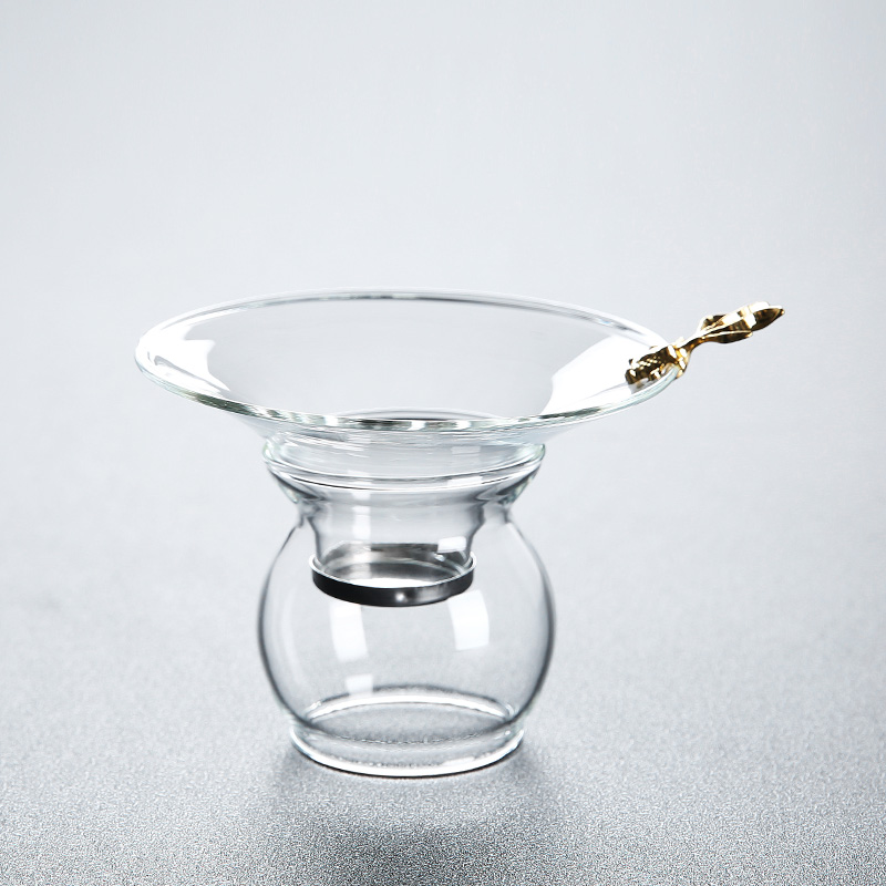 Jun's home glass tea leak tea set accessories tea filter filter silver fish plum blossom transparent funnel tea filter