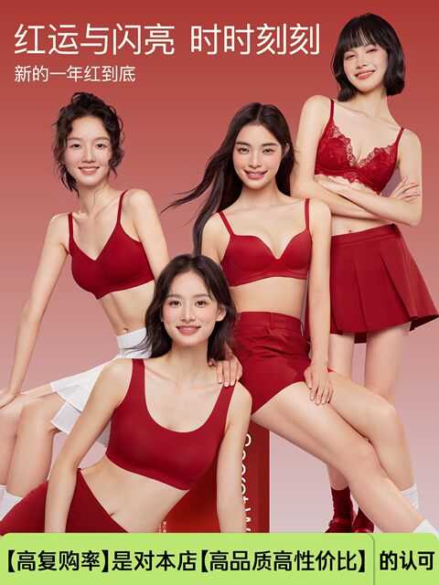 Secretworld Red Push-Up Bra for Women with Small Busts, Enhancing and Enlarging Appearance, Wireless Bra for Wedding or Birth Year