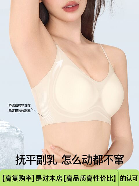 SecretWorld thin strap bra for women with small breasts, summer thin, cool, breathable, invisible, traceless breast-retracting bra