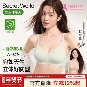 Zhao Jinmai's Same Style~Secretworld Lingerie for Women with Small Busts, Push-Up, Soft Support, Anti-Sagging, Invisible, Seamless Bra