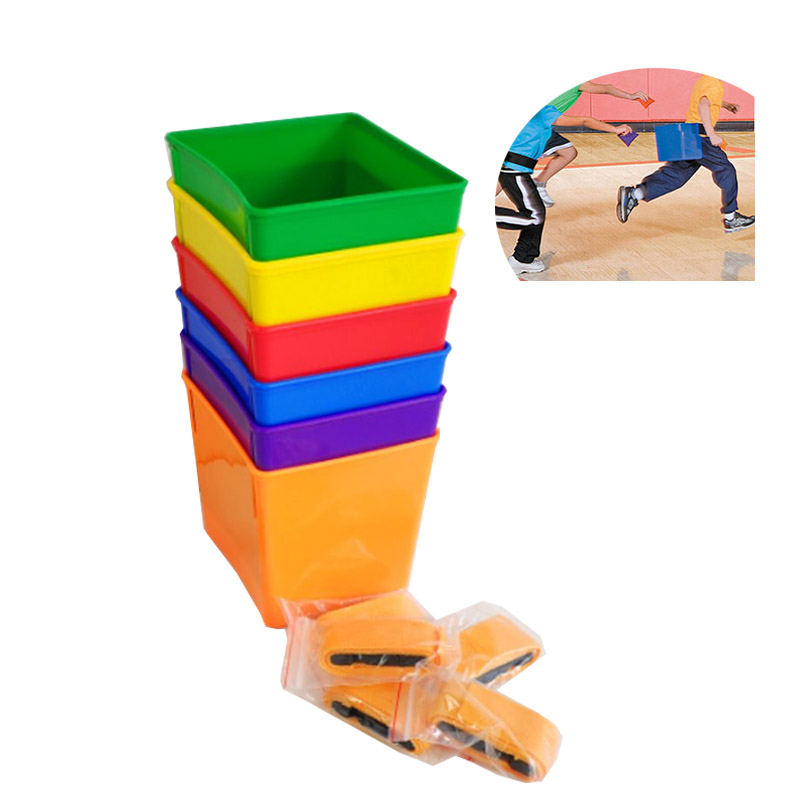 Children's bucket bomb game throwing sandbags soft ball waist hanging plastic bucket back bucket feeling integrated game toys primary school students
