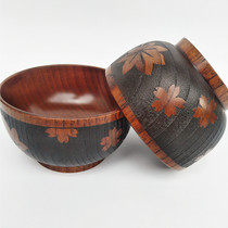Spinosae wood Wooden Bowl Cute Noodle Bowl Creative Big foam noodles bowls soup bowls Children small number of rice bowls frosted thermal insulation resistant