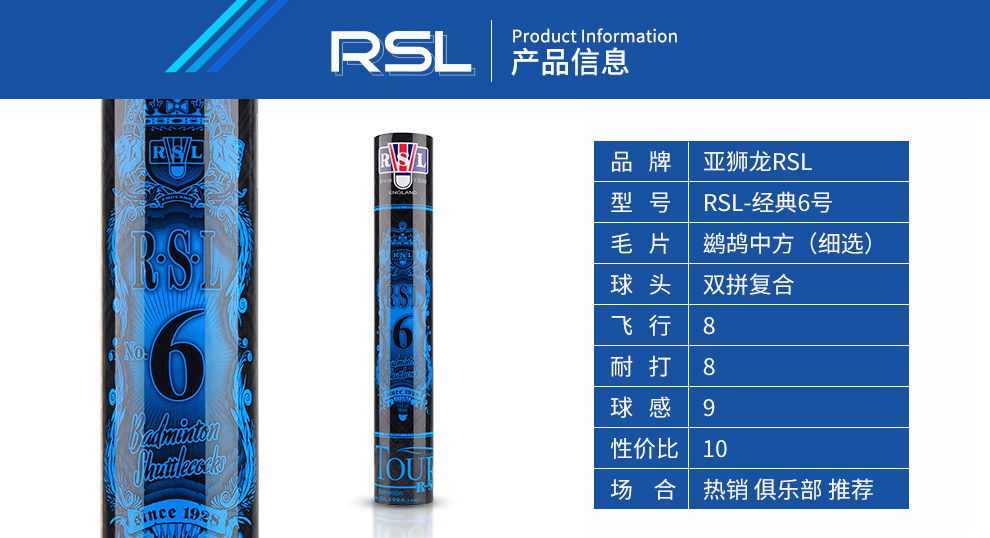 【中國直效郵件】亞獅龍 羽球 耐打專業訓練經濟 RSL6號(訓練)1桶12只