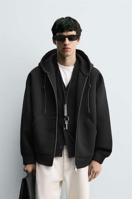 Za2025 Autumn New Arrival Men's Loose Air Layer Heavyweight Thermal Hooded Sweatshirt 1437360 800 Za2025 Autumn New Arrival Men's Loose Air Layer Heavyweight Thermal Hooded Sweatshirt 1437360 800