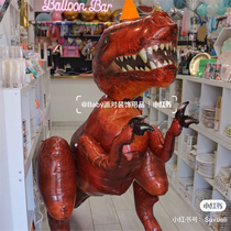 Birthday animal theme cartoon aluminum balloon T-rex standing section walking Velociraptor Triceratops dinosaur Tyrannosaurus rex