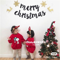 Merry Christmas golden letter pull flag Merry Christmas New Year decorations Christmas gift