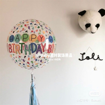  Soft cute healing series Positive round bobo ball Rainbow confetti printed letters transparent floating helium balloon Happy birthday
