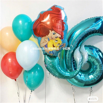 Mermaid theme birthday party aluminum foil balloon Mermaid birthday theme decoration