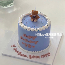 Korean in cartoon teddy bear cute bear birthday candle childrens party decoration of dessert tables