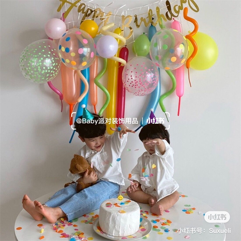 Bend long balloon magic balloon wavepoint latex balloon gemstone jewel crystal transparent balloon children's birthday party arrangement