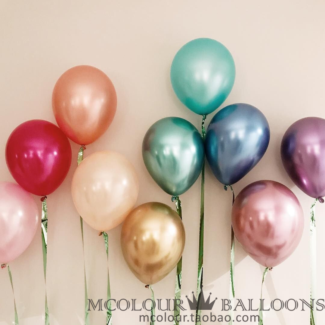 12 Inch Metal Color Latex Balloon Thickened Pearly Party Decorated Balloon Wedding Wedding Arrangement Raw Yen Balloon
