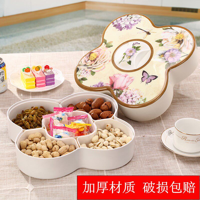 Eurostyle division with lid snacks dry fruit box candy tray dry fruit tray creative living room snacking pan melon sub-pan water fruit tray