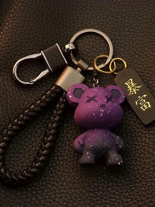 Cartoon Starry Sky Bear Car Keychain Bear Keychain for Men and Women Key Ring Keychain Cartoon Cute Pendant