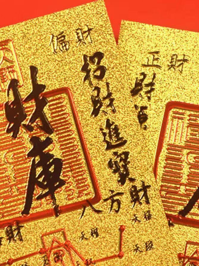 Treasury Gold Foil 2025 Five Directions of Wealth Attracting Prosperity and Wealth Mobile Phone Sticker Imitation Gold Foil Sticker