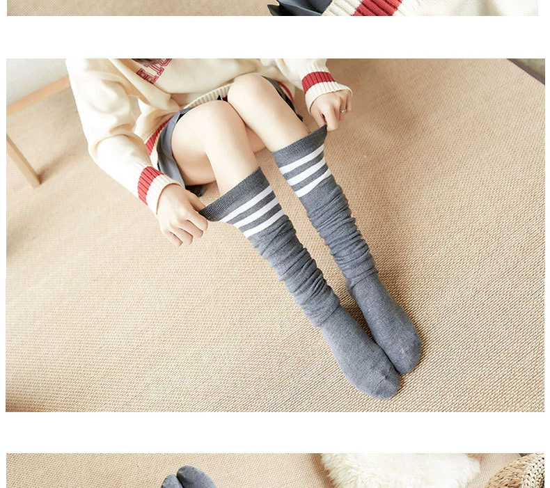 Stockings nữ ins đường phố jk vớ bê bếp mùa thu và mùa đông trong ống cao màu đen trên đầu gối Hàn Quốc Nhật Bản - Vớ giảm béo