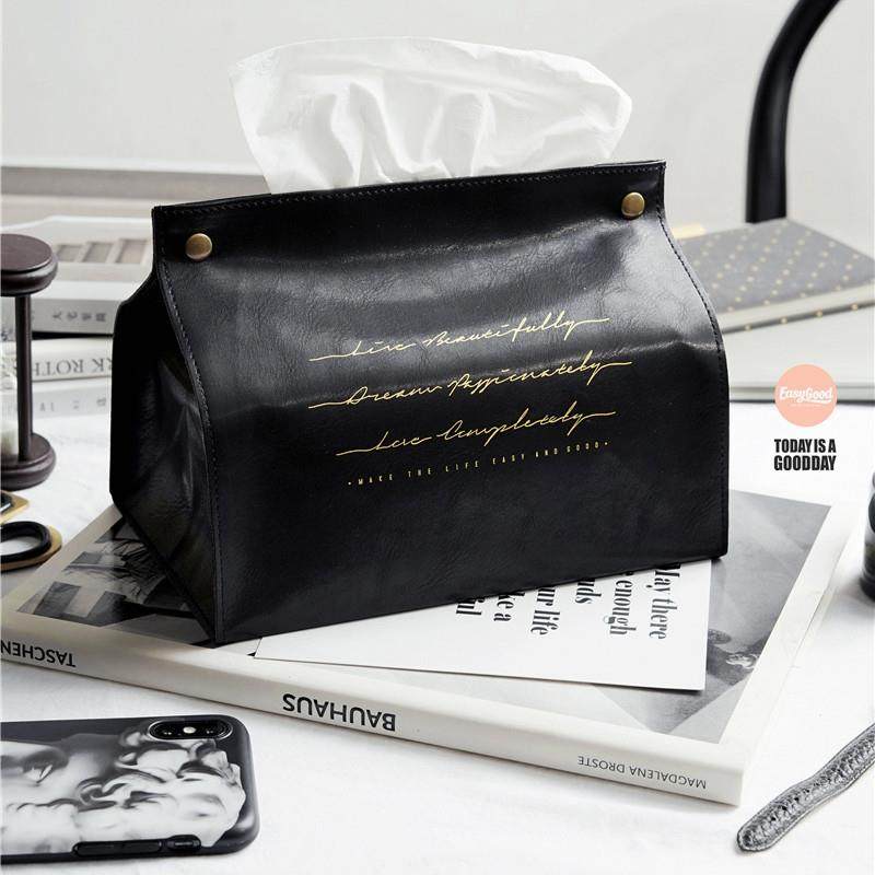 Minimalist Nordic leather multifunction paper towel box Home Desktop headboard On-board Pumping Paper Bag containing box-Taobao