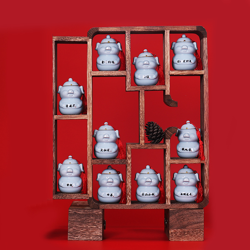 Pig, goods your up ceramic tea gift custom of a complete set of puer tea caddy fixings warehouse household seal storage tank