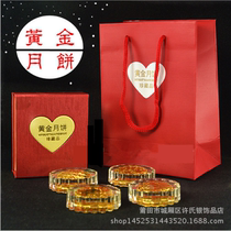 Gold Leaf Crystal Moon Cake Real Estate Company Insurance Underwriting Gift Medal Commemorative Coin Customizable Logo