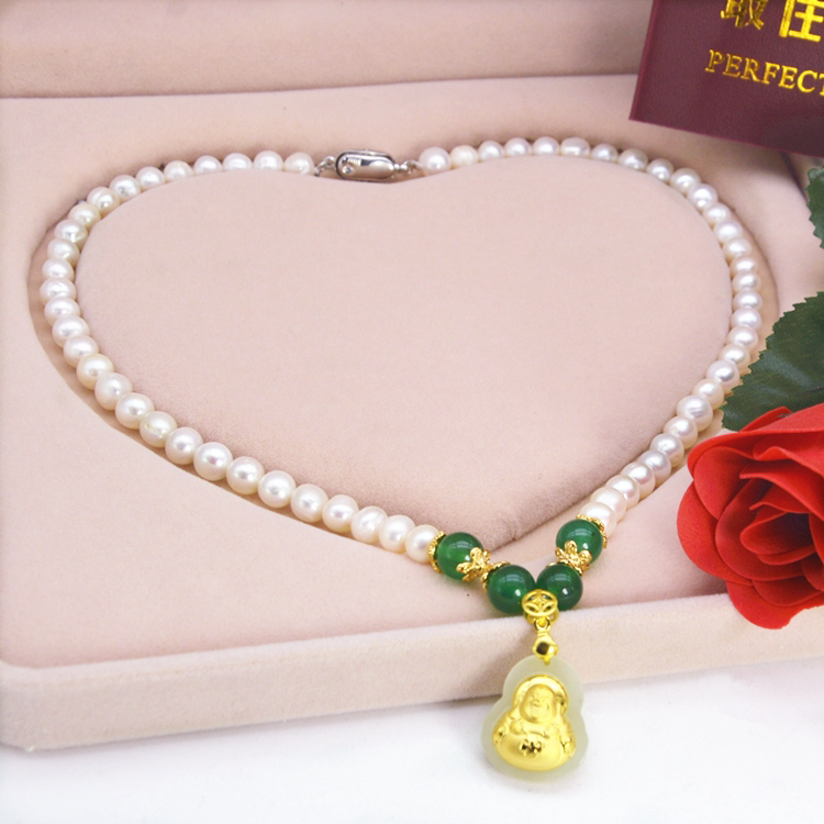 9 - 10mm Pearl necklace to mommy middle - aged mother necklace Mother's Day gift Silver buckle buckle buckle bucket