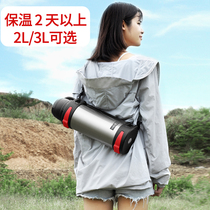 Thermos bottle Outdoor large capacity portable travel thermos cup mens 304 stainless steel car thermos 2 liters