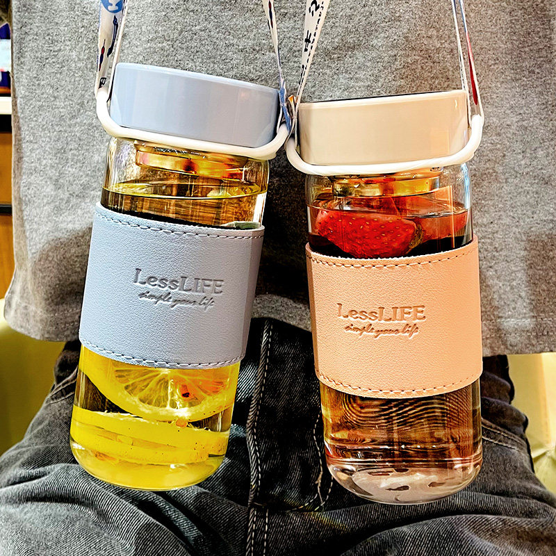 Glass Water Cups Tea Water Separation Portable Heat Insulation Office Tea Insulation Filter Flower Tea Women Summer Use Little Fresh