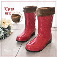 Giày ống cao, giày ống nước mưa ấm đôi giày đi mưa Giày mùa đông cộng với nhung mang ủng cao su trong giày nam và nữ ủng nước giày ủng đi mưa giá rẻ