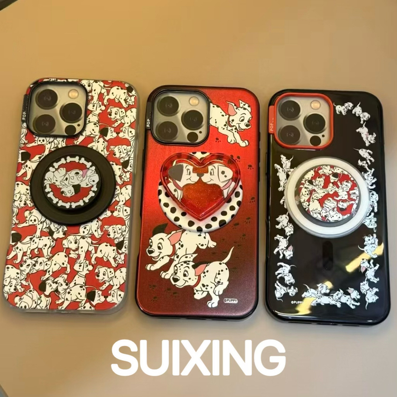 Suixing 101 Loyal Dog Popsockets Love Dalmatian Po High Quality Cute Cartoon Phone Case 16Promax Lightweight 15Pro Creative 14 with Strong Magnetic Stand 13 Anti-Fall Protective Cover