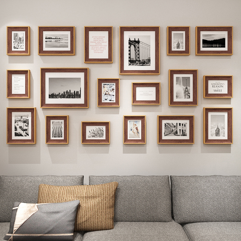 American-Style Photo Frame Wall-Mounted Combination Frame Photo Wall with Photo Printing Wall for Living Room, Bedroom, Dining Room Background Frame, No-Drill Frame American-Style Photo Frame Wall-Mounted Combination Frame Photo Wall with Photo Printing Wall for Living Room, Bedroom, Dining Room Background Frame, No-Drill Frame