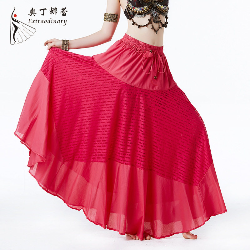 Stage performance 2019 belly dance with a large swing dress pure cotton dance skirt ATS belly dance performance skirt tribe-Taobao