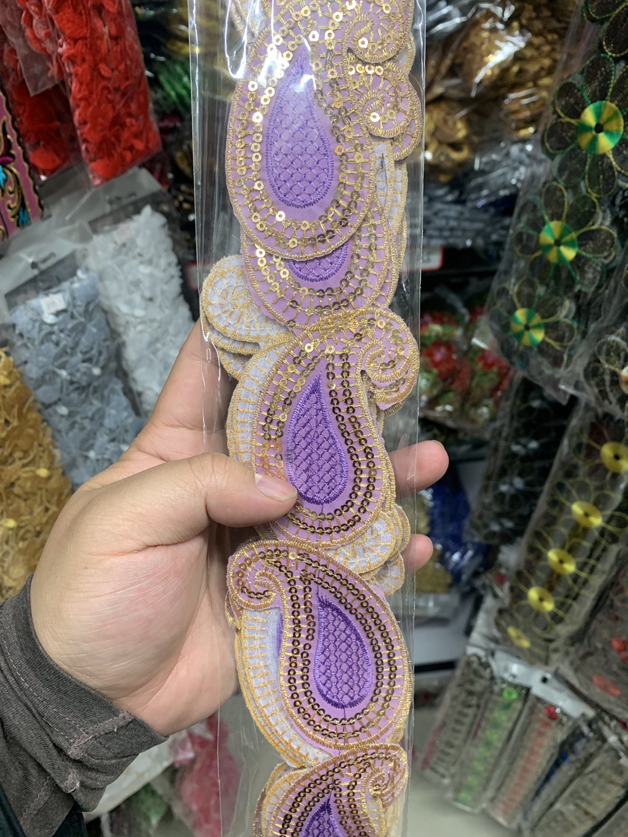 Lilac ColourNew products   perform clothes decorate patch Cloth Decal   Embroidery Sequins Sliver Flower paste Ironing   7072 # Hot stamping