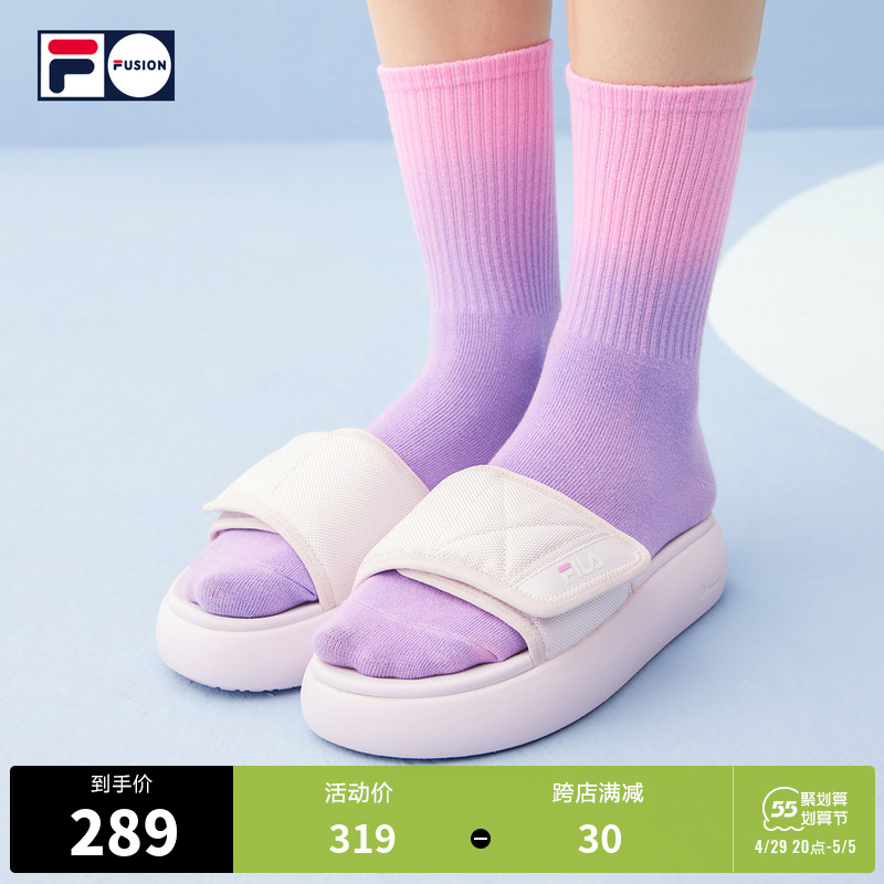 FILA FUSIONFila Tide Sign Sports Slippers Women 2022 Summer Fashion thick bottom Magic sticker cool slippers women