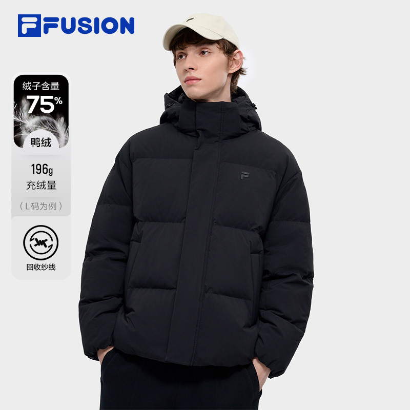Fila Fusion Men's down Jacket Winter Men's Windproof Running Jacket Winter Training Hooded Warm Jacket