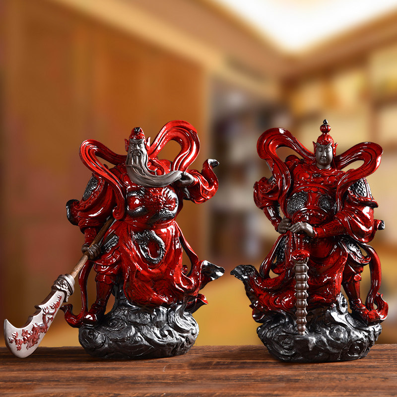 Ink dyed and left incense Wu God of Wealth Guan Gong Buddha statue large ceramic decoration Galan Weida hair care Bodhisattva dedicated to the town house