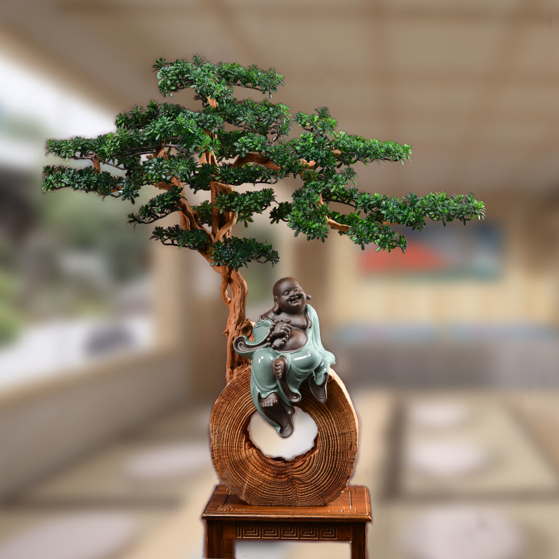 Chinese style porch Zen root carving porch living room decoration welcome pine model room office desktop decoration soft decoration